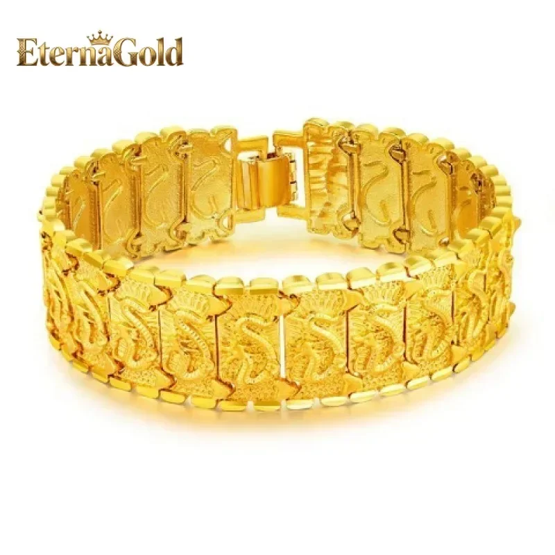 

EternaGold 24K Real Gold 9999 Men's Dragon Row Bracelet, Ideal as a Gift for Dad or Boss, from Reputable Gold Shop