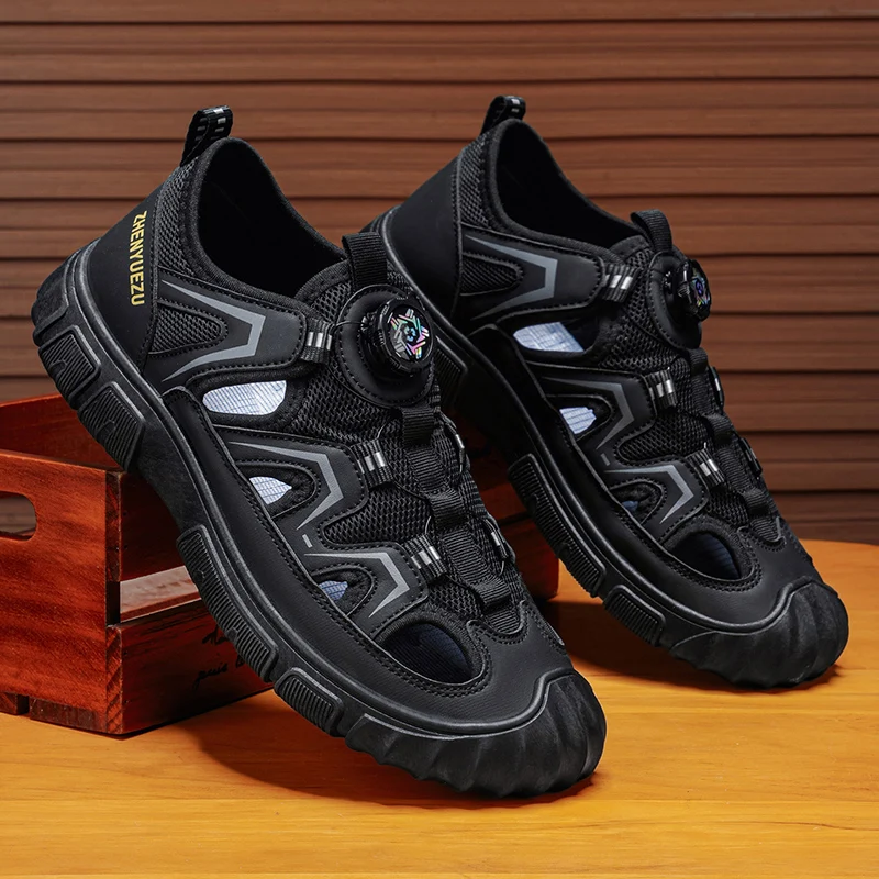 New Arrival Summer Men Sandals PU Leather Mens Casual Shoes Outdoor Beach Shoes Hollow Out Male Roman Shoes Leisure Walk Sandaly image 6