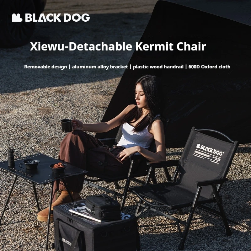 Naturehike BLACKDOG Kermit Chair Outdoor Camping Fishing Foldable Tactical Chair Aluminum Alloy Detachable Armchair Portable