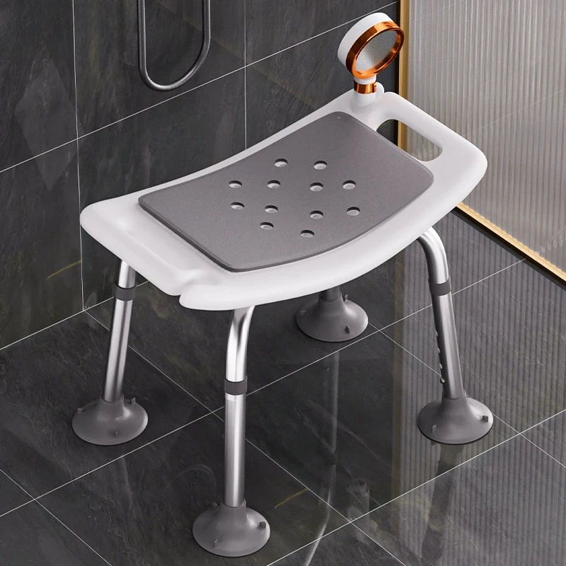 Adjustable Height Non-Slip Shower Chair with Backrest - Heavy Duty Bathtub Bench for Elderly,  Handicap Safety Bathroom Stool