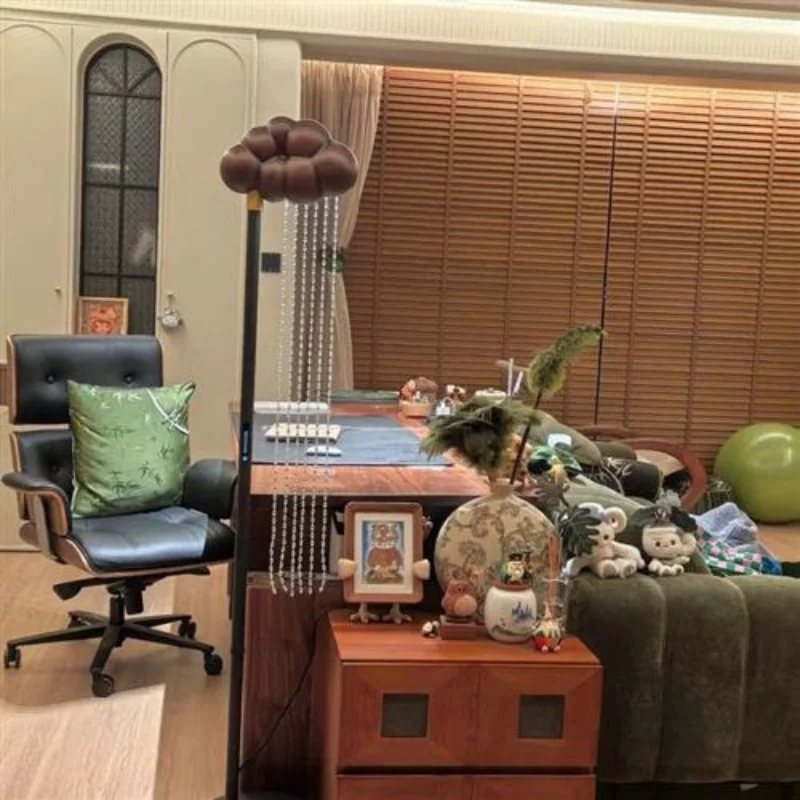 وابي سابي نمط خشب متين كريستال مصباح أرضي غرفة المعيشة أريكة حافة الدائمة ضوء تصميم تحسس غرفة الديكور أباجورة LED #3