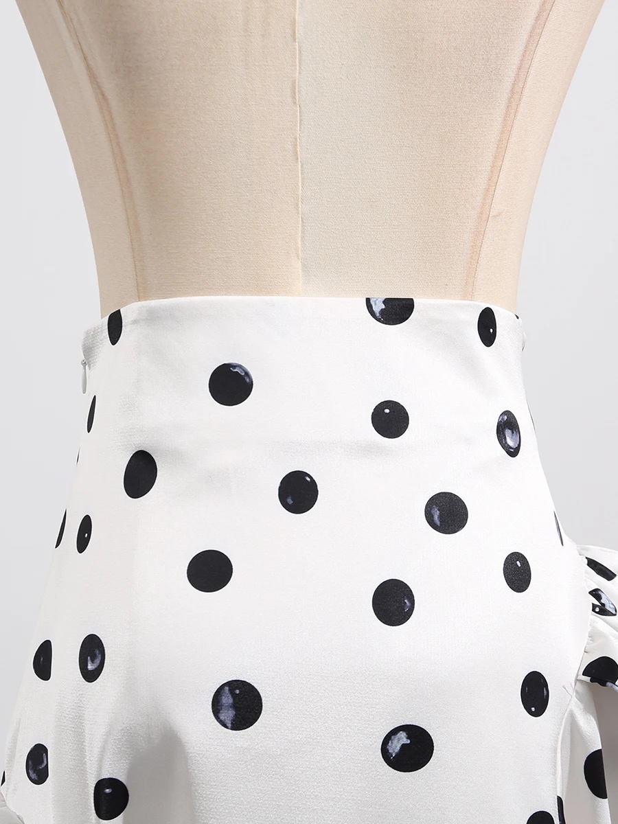 ROMISS Hit couleur à pois jupes élégantes pour les femmes taille haute Patchwork plis tempérament jupe femme vêtements mode