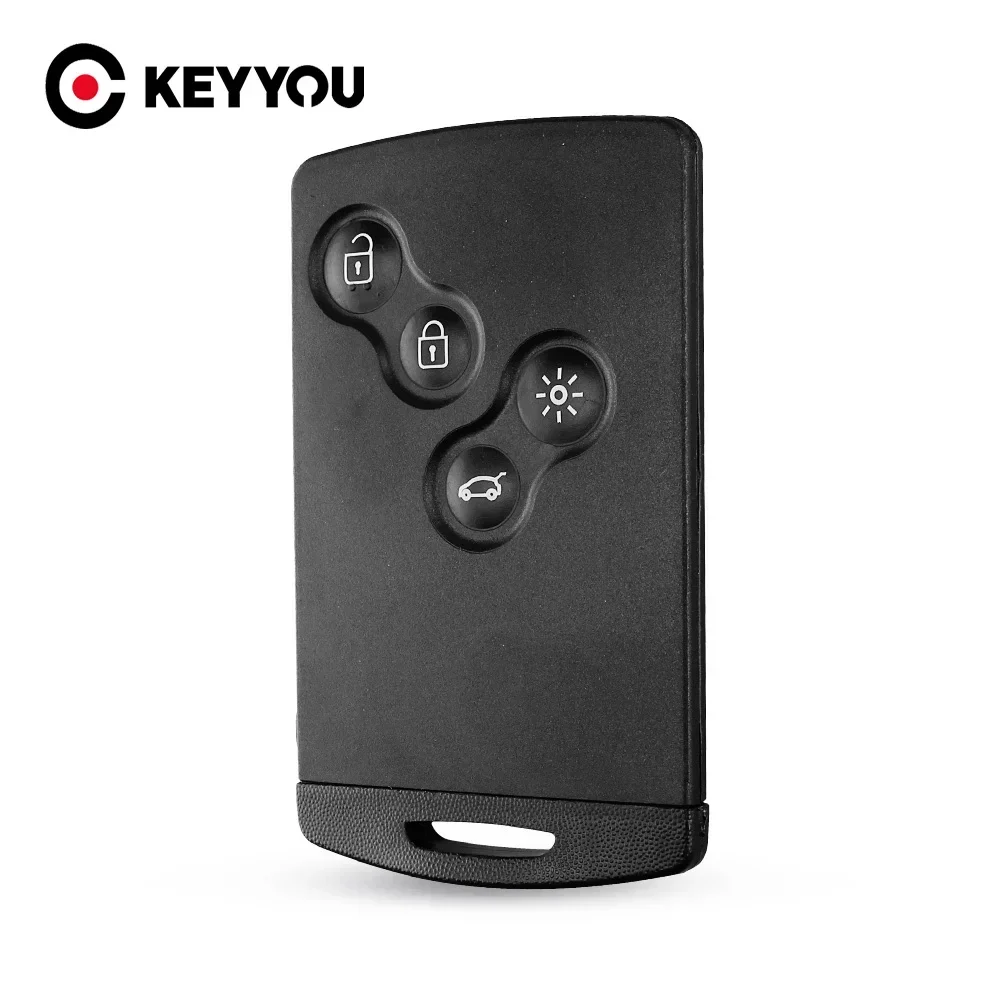 KEYYOU Smart Card Car Remote Key Shell Case 4 Buttons for Renault Laguna Koleos Fluence Megane Scenic Clio Captur