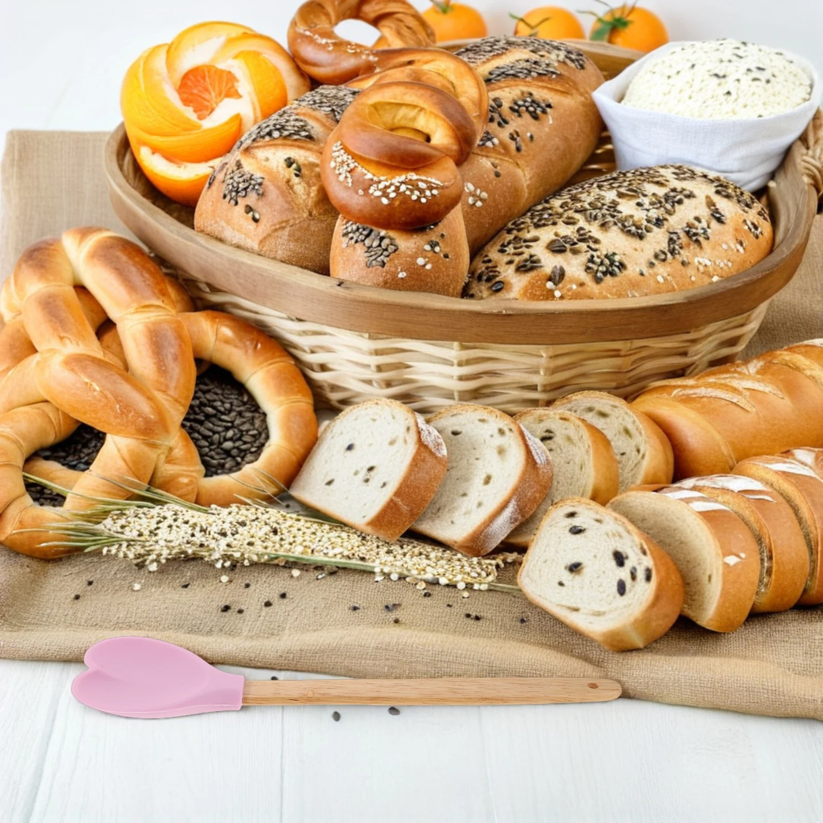 

2Pcs Heart Silicone Spatulas Wood Handle Kitchen Baking Mixing Cream Spreaders Cooking Utensils Valentine Gift