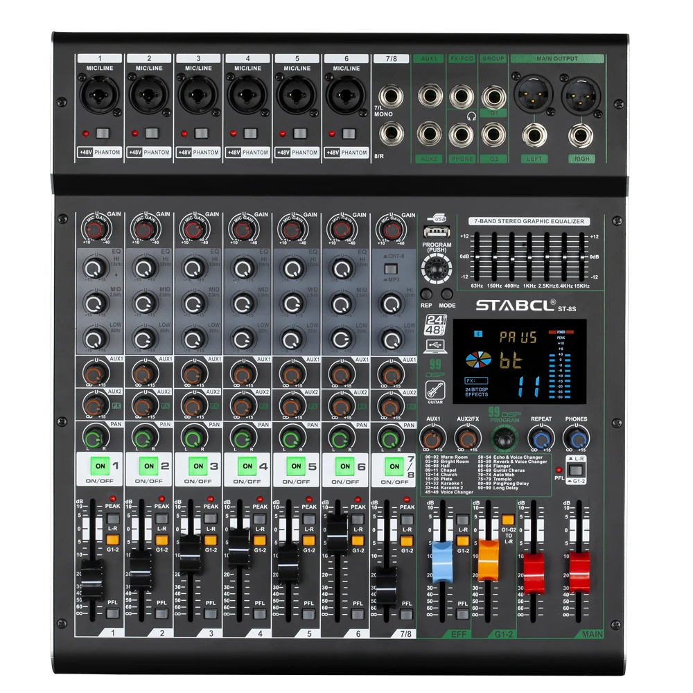 STABCL professional 8 12 16  channel mixer with 99 mixed effects Blueteeth balanced stage performance