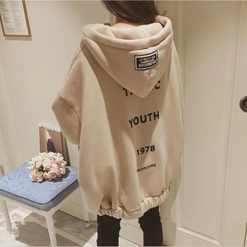 Street Casual Print Letter Hoodies Sweatshirts Spring Autumn New Long Sleeve Zipper Pleated Coat Vintage Fashion Women Clothing