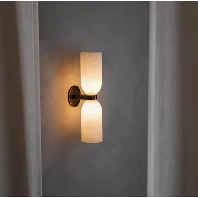 Popular Nordic Minimalist Modern Bedroom Bedside Lamp Creative All Copper Marble Living Room