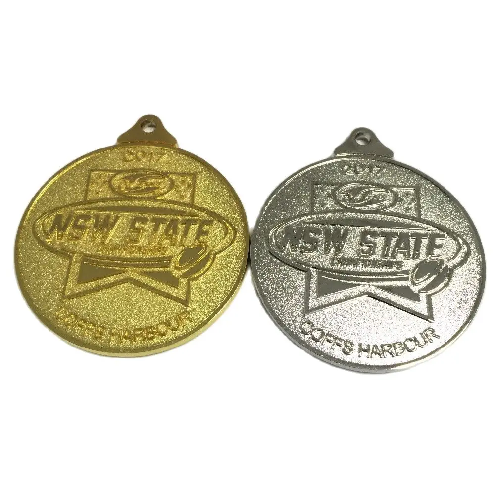 Custom made medal with sandblasting background Customized sports event medal with cotton ribbon--50.8mm diameter-100pcs