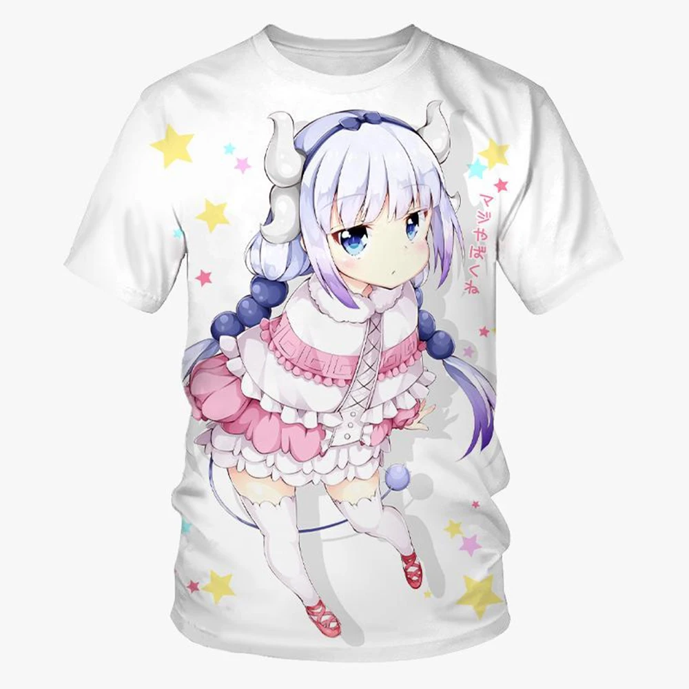 Anime Dragon Maid Kanna Kamui 3D Print T-shirt Unisex Casual Harajuku Short Sleeves T-shirt Japanese manga Kids Top 100-6XL