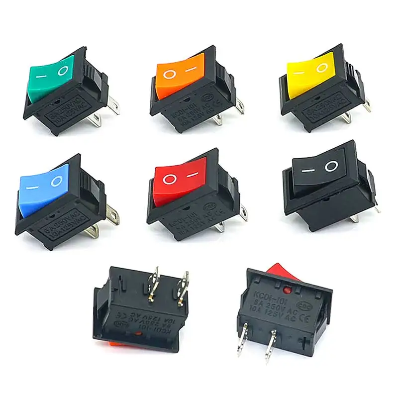 

100Pcs 2Pin KCD1-101 Mini Rocker Switch Waterproof 6A 250V Power Switch 15*21 Cap 2 Feed Position Square Power Button ON-OFF