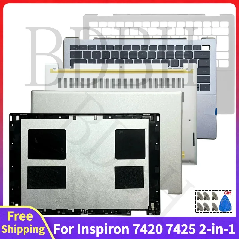 For Inspiron 14 7420 7425 2-in-1 Replace Laptop Screen LCD Back Cover Rear Lid Top Case Front Bezel Palmrest Hinges Bottom Case