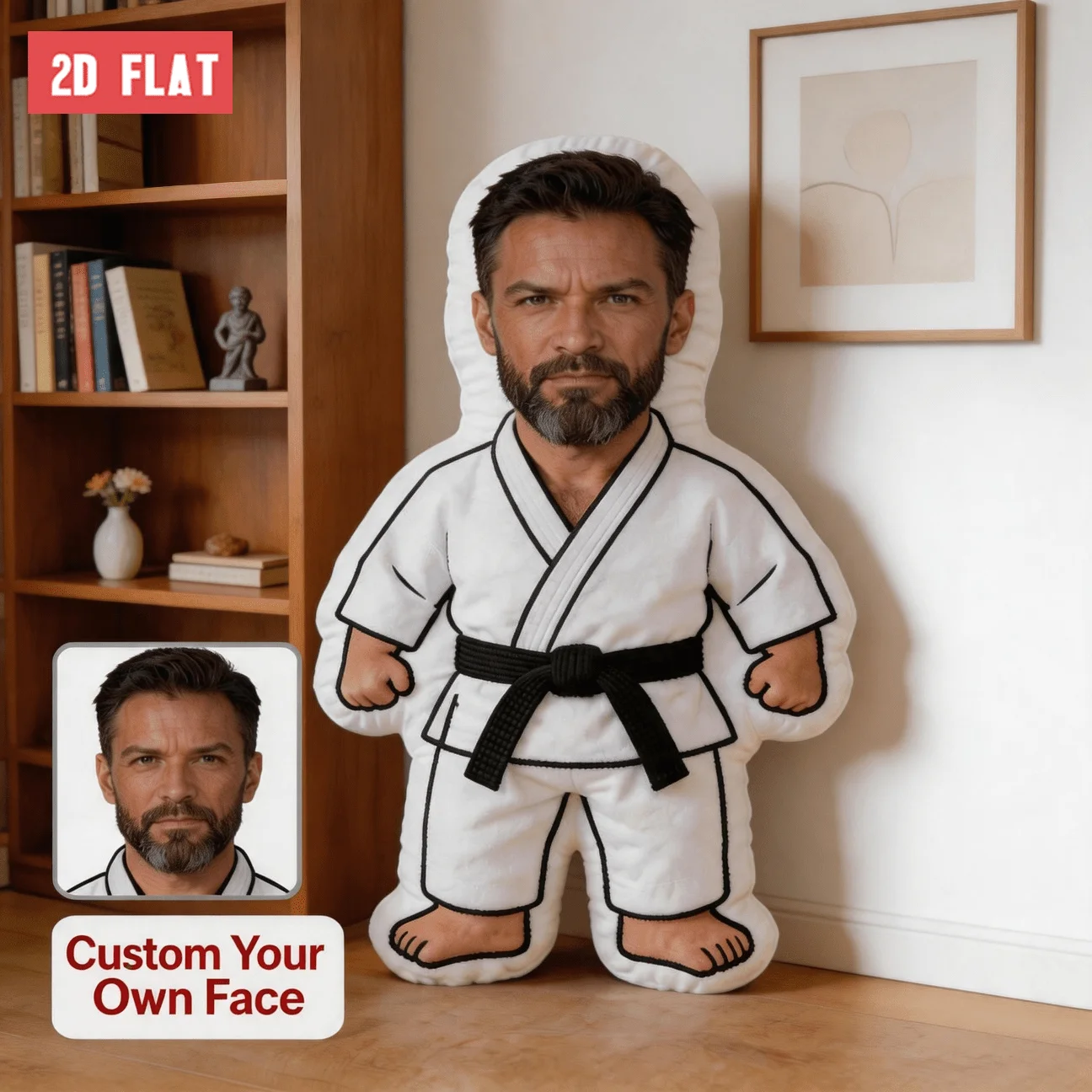 Personalized Photo Custom Karate Cushion - Large 60cm Suitable for Adults, Karate-Themed Pillow with Your Own Picture, Hand Wash