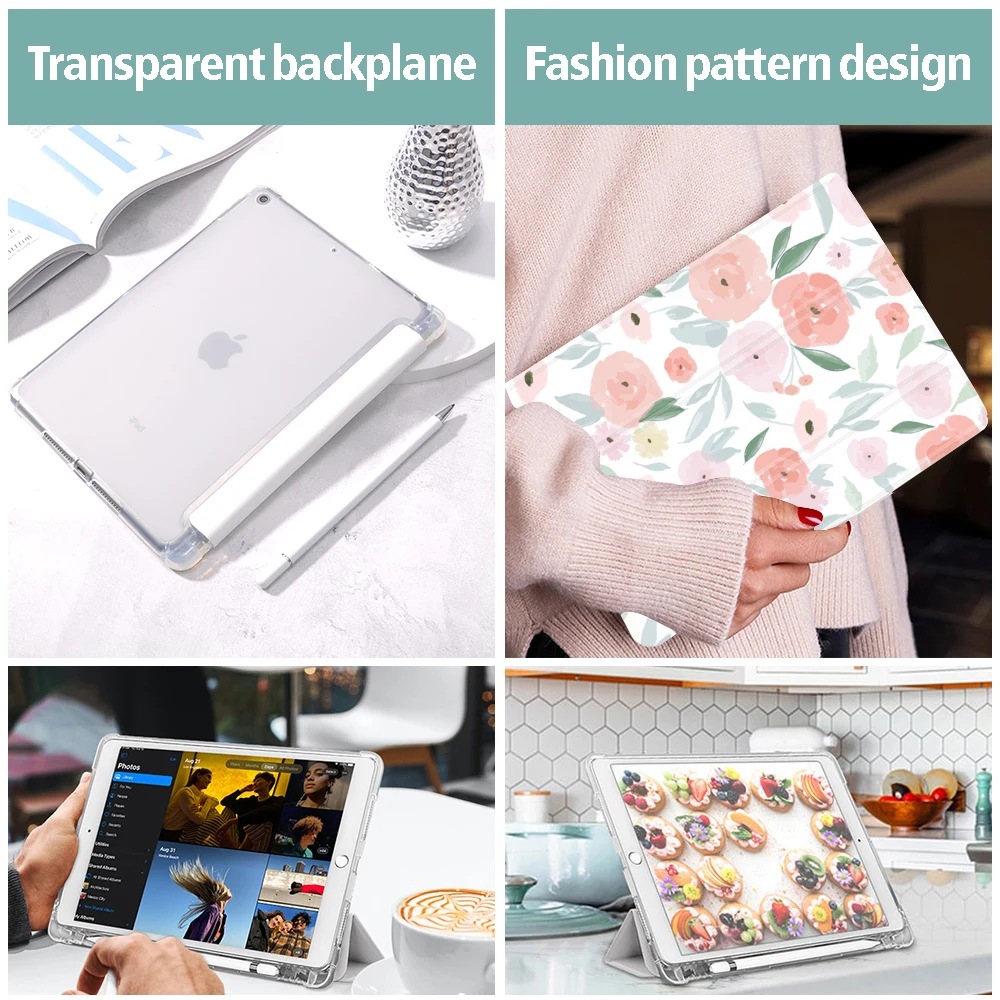 Чехол с розовыми листьями розы для iPad 10,9 Air 4 5 10,2 дюйма 7th 8th 9th Generation 9.7 5th 6th Air 3 Mini 5 6 12.9 iPad Pro Case