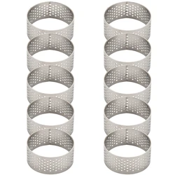 10Pcs 4.5cm Round Stainless Perforated Seamless Tart Ring Quiche Ring Tart Pan Pie Tart Ring with Hole Tart Shell Ring