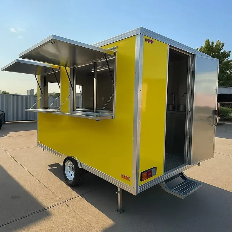 Mobile Kitchen Stove Grill Kabab Food Trailer Featuring BBQ Fryer Popcorn Food Trailer