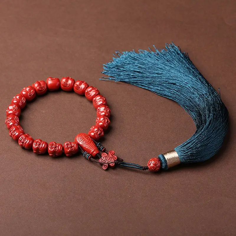 Imagem -03 - Handmade Custom Buddha Beads para Homens e Mulheres Corda de Mão Mesmo Estilo Imperador Cinábrio Cabeça de Buda Maitreya Alto Conteúdo Original