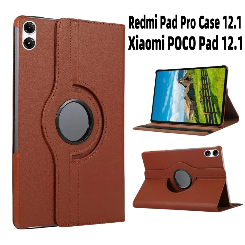 For Xiaomi Redmi Pad Pro 12.1 inch Case 360 Degree Rotating Flip Stand Smart Cover Funda for Xiaomi POCO Pad 12.1