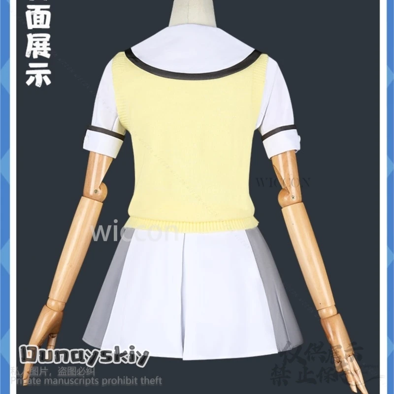 أنيمي Galgame جيوب الصيف تأثيري Tsumugi Wenders زي سترة صفراء JK زي مدرسي فستان لوليتا شعر مستعار جيراي كي مخصص