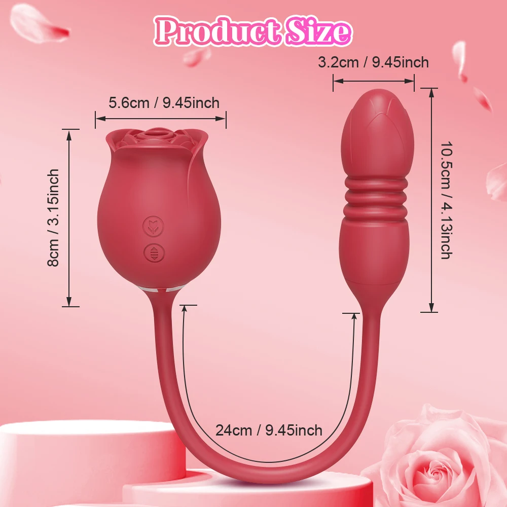 Rose-Toy Dildo Thrusting Vibrator for Women Egg Clitoris Sucker Stimulator Tongue Licking Wiggle Adults Goods Sucking Sex Female