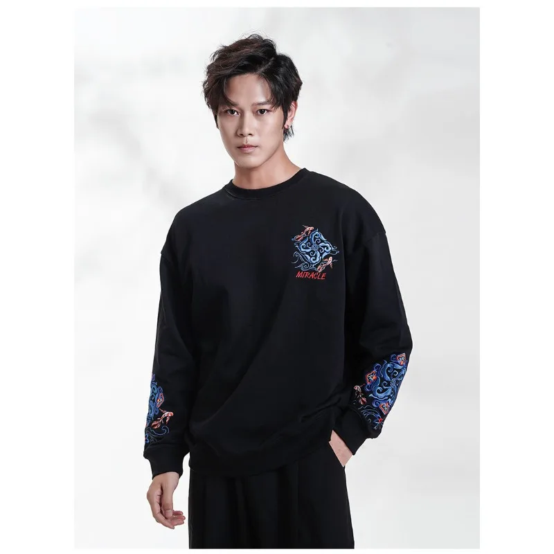 Sweater Men's Embroidery Simple Casual Comfort Commuter High Street Crew Neck Knitted Top