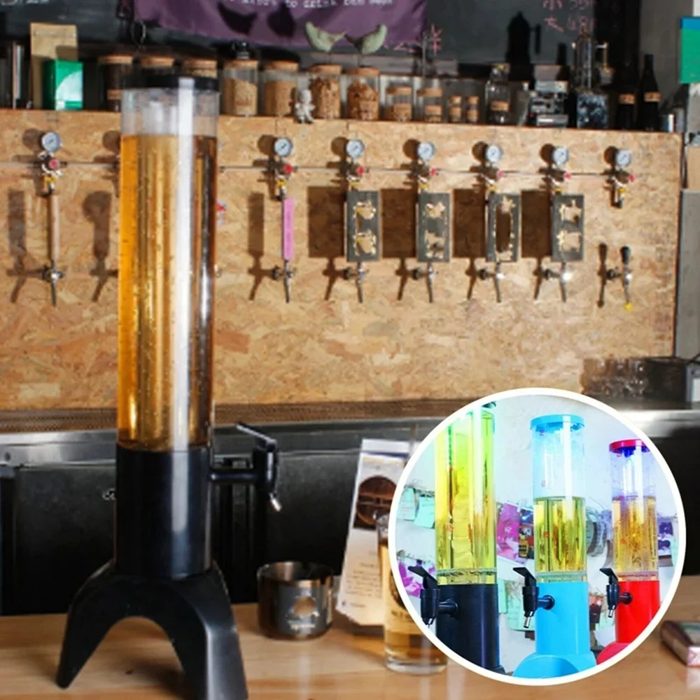 Torre erogatrice per birra da 1,5 litri, rubinetto integrato facile da pulire con tubo di ghiaccio, dispenser per bevande trasparenti, nero