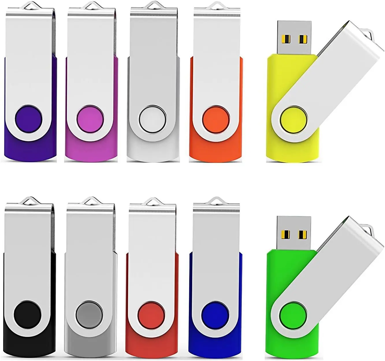 10 Pack 32GB USB Flash Drive USB 2.0 Memory Stick Thumbdrives Twist Turn Design Mix Colors for Data Storage