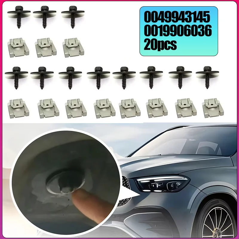 Car Under Engine Cover Floor Clips Screws 0049943145 0019906036 for Mercedes Benz A B C E M CLA CLS CLK Class 20pcs/Set