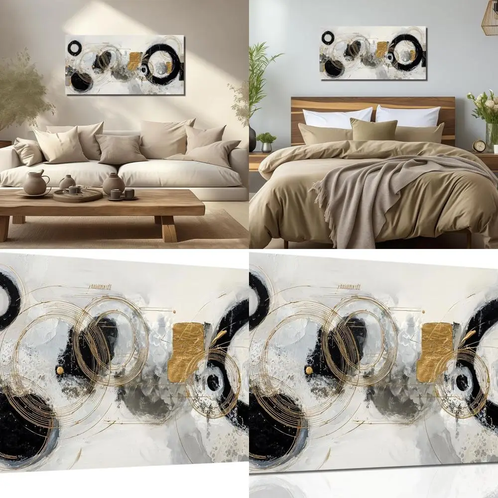 

Стильное черное, белое и золотое настенное искусство — 20x40 дюймов, подходит для гостиной и спальни