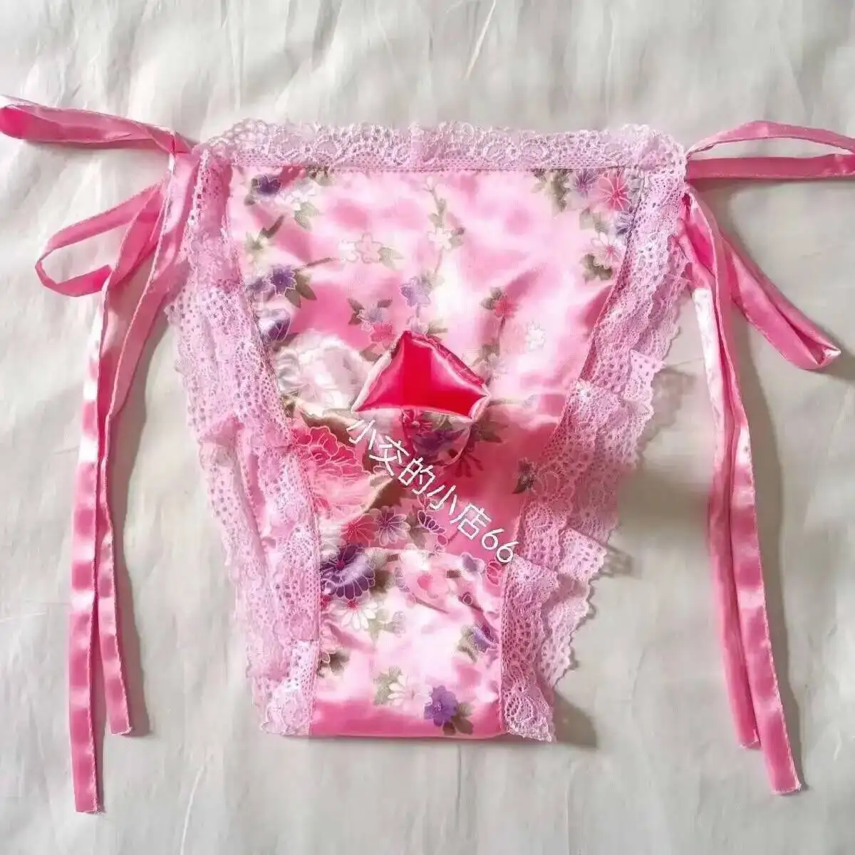 

width23cmlength57cm Floral Print Men Lace Up Lingerie Panties Plus Size Underwear Sexy Medium Waist briefs