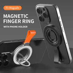 Doubleside Magnetic Finger Holder Phone Grip Kickstand for iphone 15 14 13 12 Series Magsafe 360° Rotation Removable Stand