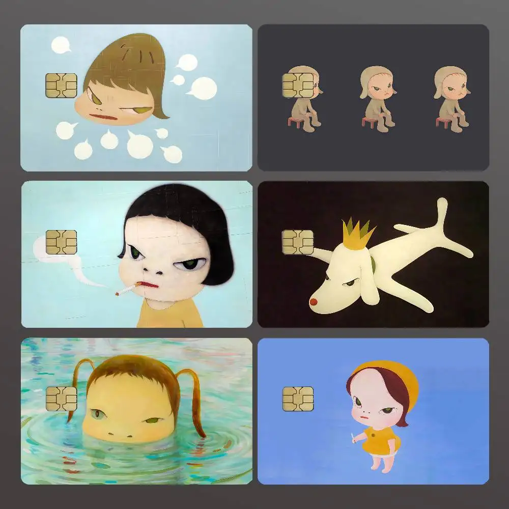 Art Y-Yoshitomo N-Nara Credit Skin Cover Card Stickers 4PCS Film Bus Pass Front Decoration Bank Debit Waterproof