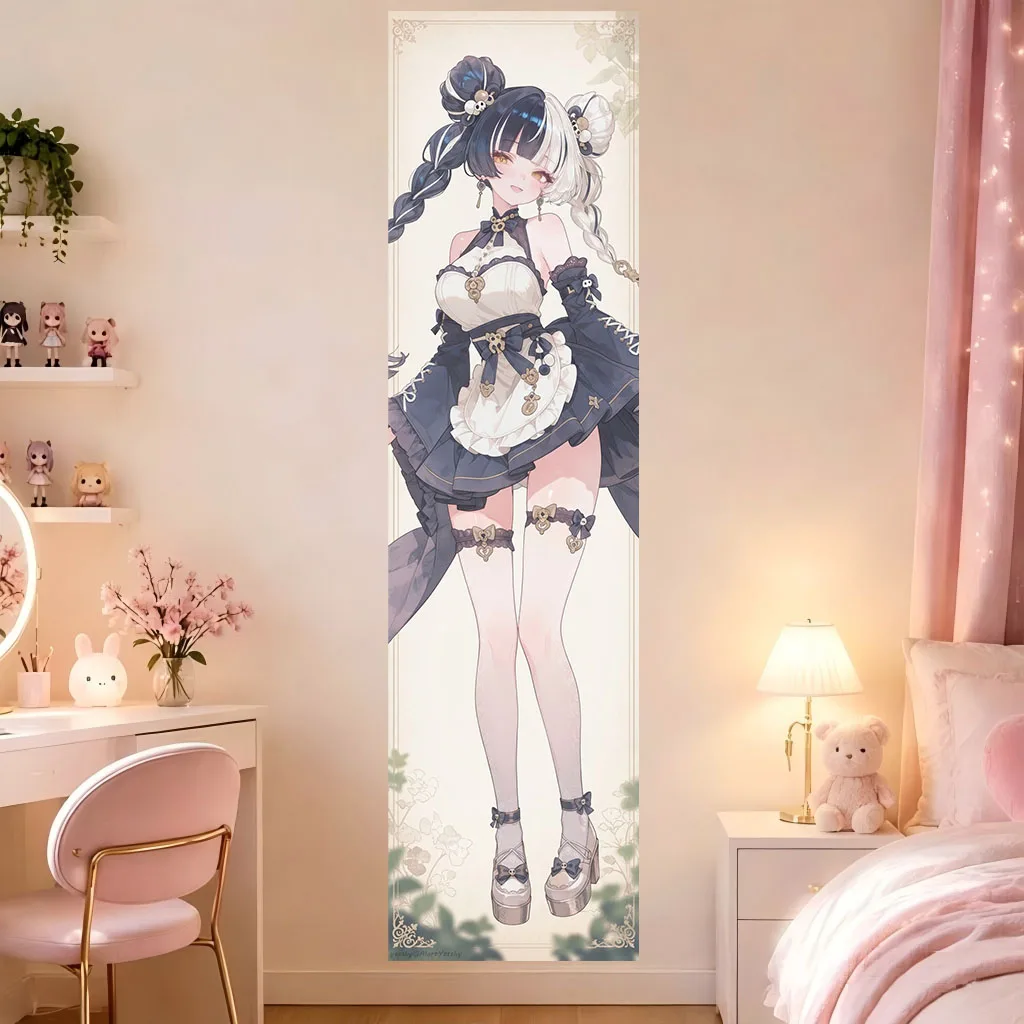 Cute Two‑Tone Hair Anime Girl Tapestry, Kawaii Aesthetic Wall Hanging, Cartoon Wall Blanket, Teen Girls Dorm Bedroom Background