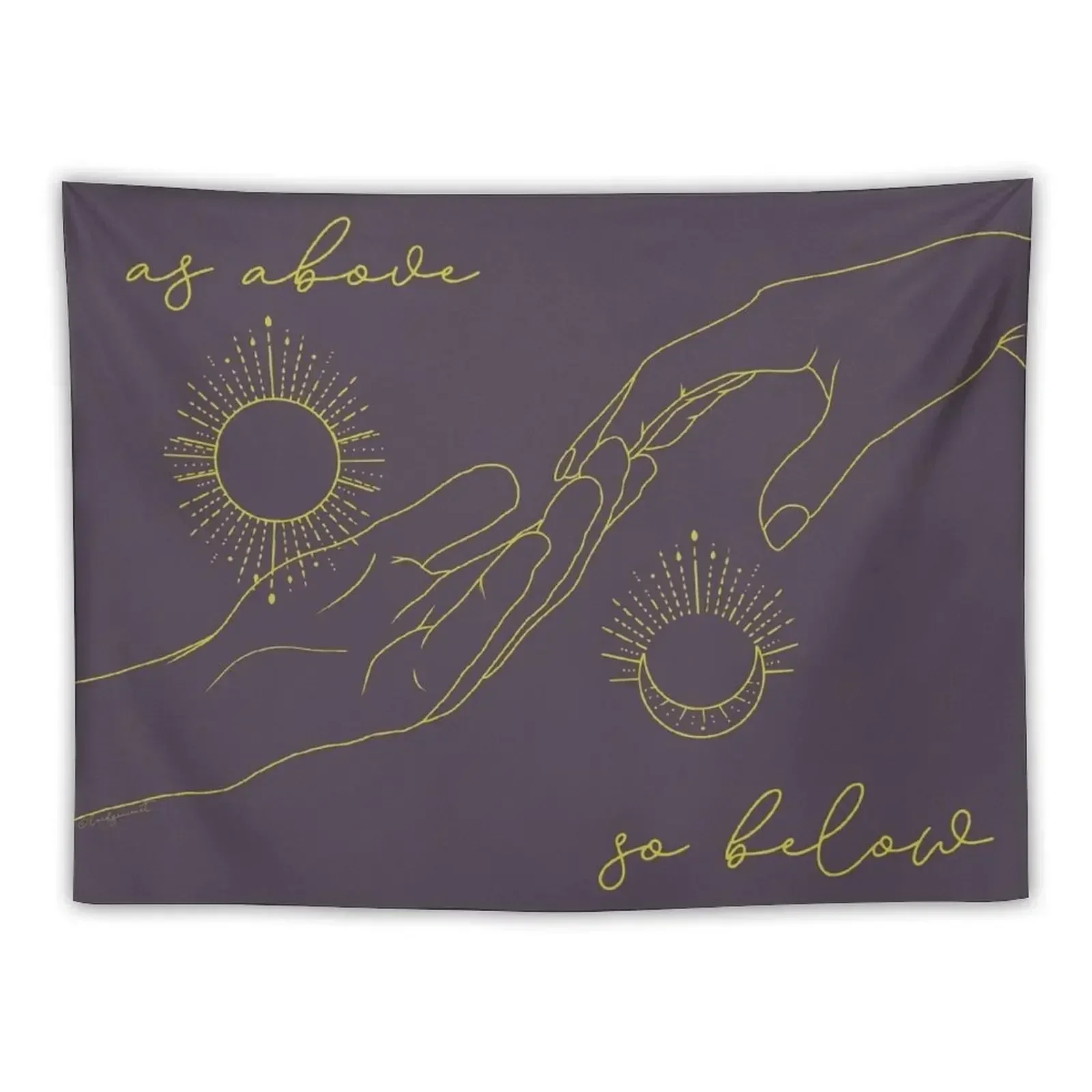 

As Above So Below- Touching Hands Yellow Tapestry Decor For Room Room Decorations Decorative Paintings Tapestry