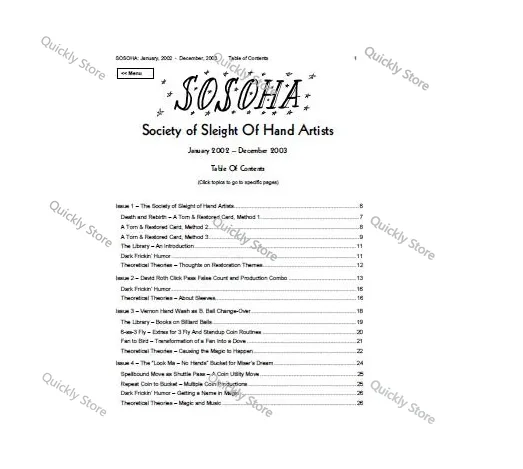 SOSOHA Society of Sleight of Hand Artists by Gregg Webb Magic tricks (Instant Download) Quickly send
