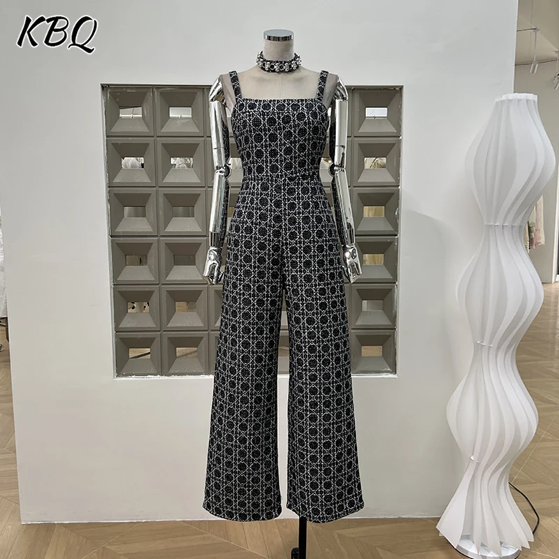 KBQ Colorblock Spliced Sequins Slimming Chic Jumpsuits For Women Patchwork Zippers Cool Jumpsuit Pants Unique Female New Fashion