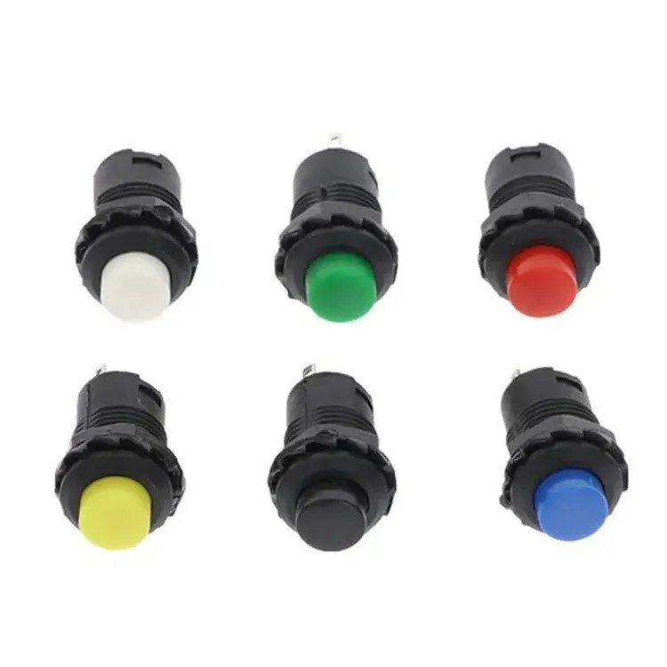 10pcs DS-427 Round button switch DS428 Self-locking without locking self-reset button switch with cable hole 12MM