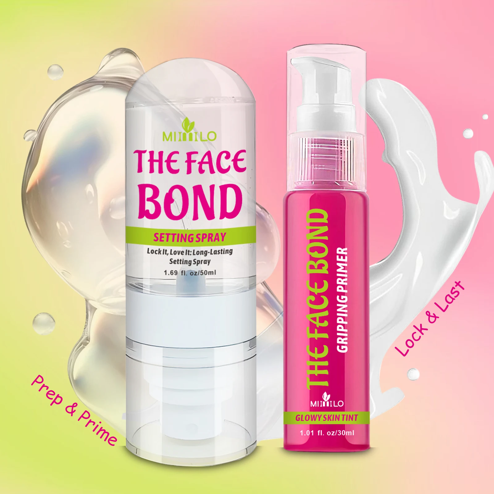 Primer minimizador de poros, spray de configuração de maquiagem de longa duração, controle de óleo, base facial, kit de maquiagem Duo Stay All Day