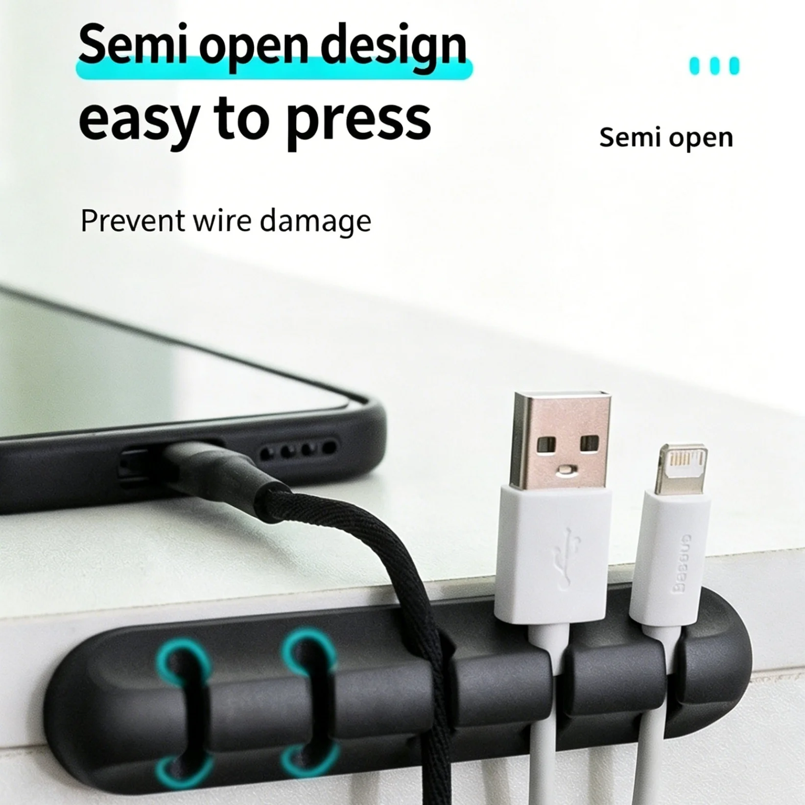 Organizador de cabo usb de silicone, enrolador de cabo de carregamento usb, clipes de gerenciamento arrumado, suporte de cabo para mouse, acessórios de fone de ouvido