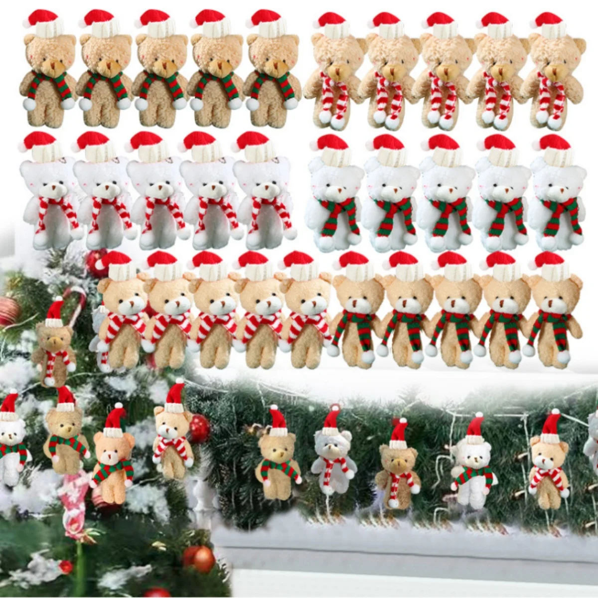 1-20 piezas muñecos de peluche de oso de Navidad 20cm lindo Animal oso de peluche juguetes de peluche bolsa colgante decoraciones para árboles de Navidad regalos de fiesta