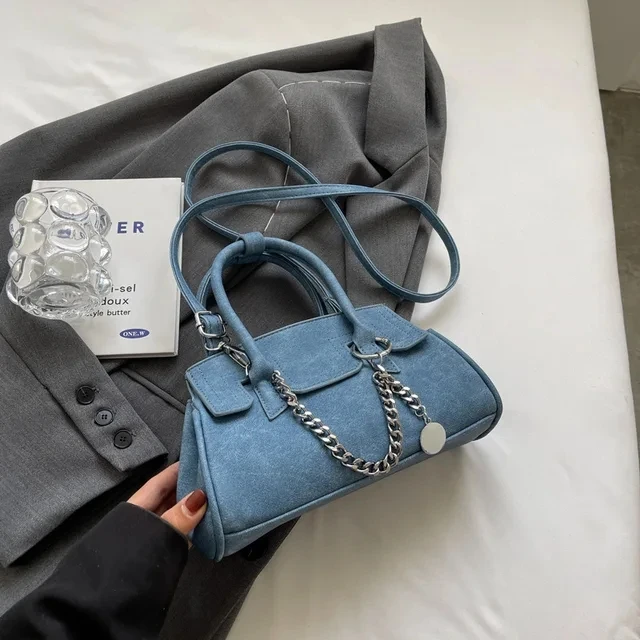 Bolsos cruzados versátiles simples grises para mujer, bolsos pequeños clásicos con asa suave, bolso de un solo hombro de moda de primavera