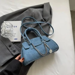 Niebieska prosta uniwersalna damska torba Crossbody klasyczna miękka rączka dama małe torebki wiosenna moda pojedyncza torba na ramię