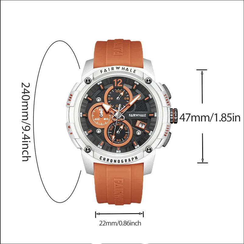 Orologio da polso al quarzo da ragazzo di moda cronografo sportivo da uomo orologio in resina impermeabile marchi di lusso cinturino in Silicone arancione orologi alla moda