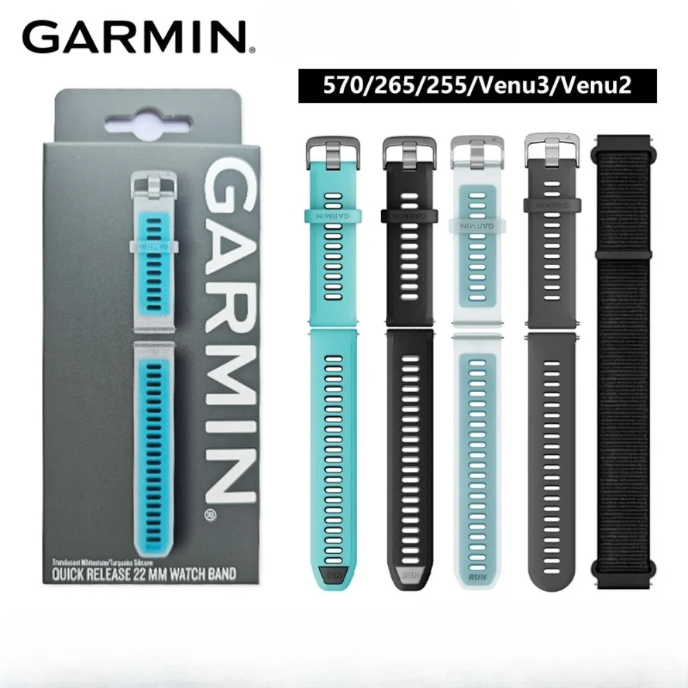 Compatible with Garmin Forerunner 570 265 255 Venu 3 2 22mm Quick Release Silicone Replacement Watch Strap