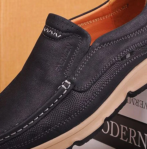 LIHUAMAO cow leather light weight Men loafer Shoes Casual footwear Sneakers outdoor work shoes sport hiking leather shoes