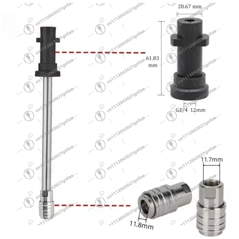 Stainless Steel High Pressure Washer Gun Extended Short Rod Self Locking Quick Connect for Car Wash Water Gun Cleaning