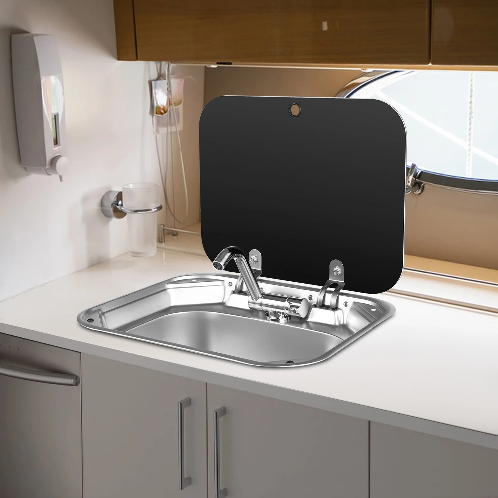 스테인리스 스틸 RV 싱크대, 내장형 싱글 볼 싱크대, 손 씻는 세면대, 수도꼭지 포함 카라반 싱크대, RV, 밴, 캠핑카, 트레일러용