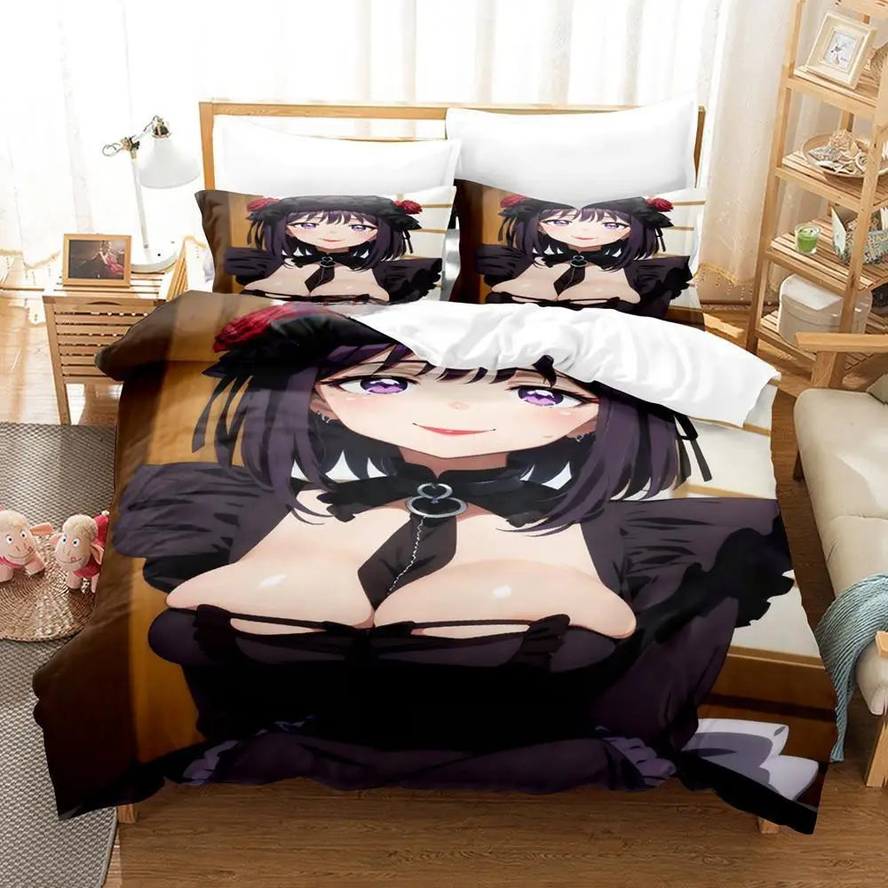 

New Sexy Lactating girl, Young Woman Large Chest Bedding Set Anime three-piece Set Adult Kid Bedroom Duvetcover Sets Personality