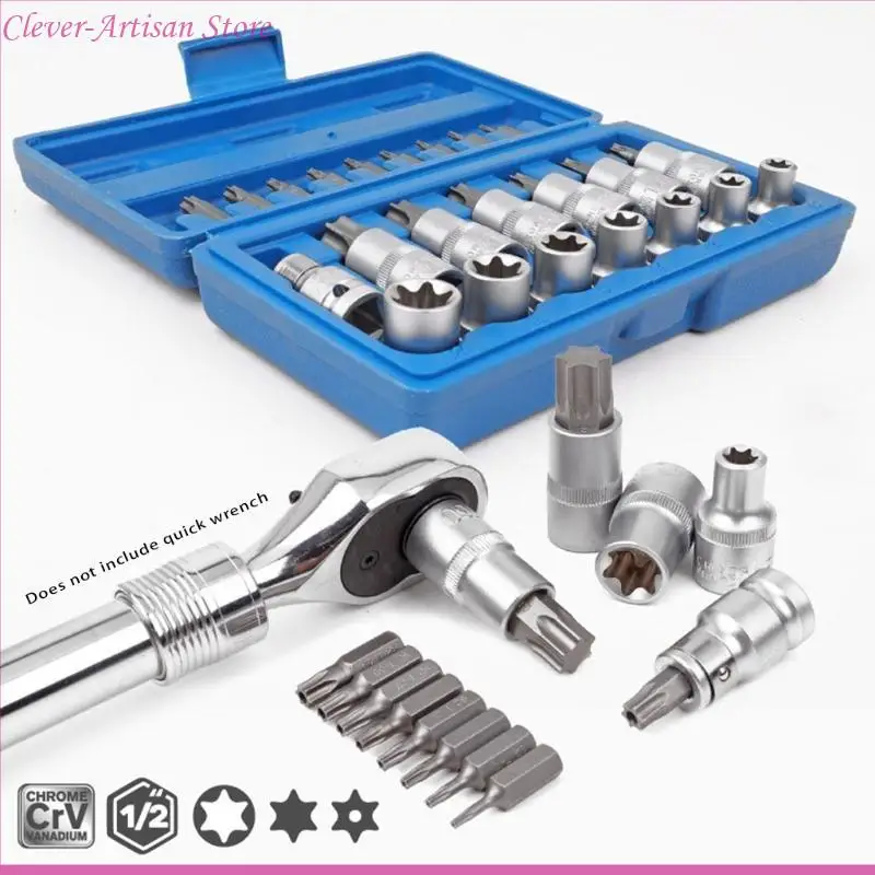23 peças conjunto de soquete estrela para manutenção mecânica reparação de automóveis antiferrugem, para homens resistência à corrosão do mantenedor de veículos