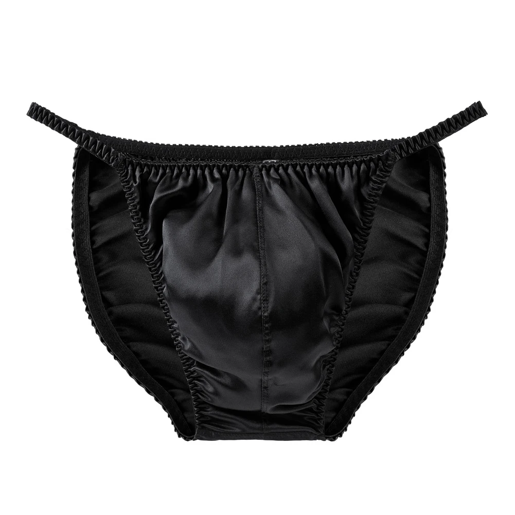 Hot Sale New Fashion Men Briefs Thongs Bikini Breathable Lingerie M-2XL M-XXL Pure Silk Solid Color Underpants