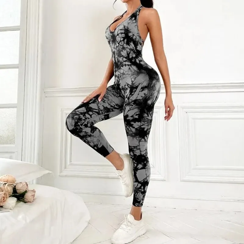 Sexy Backless Sling Women Full Seasons Casual Fitness Sporty Playsuit Sleeveless Slim Activewear All In One Jumpsuit Clothing